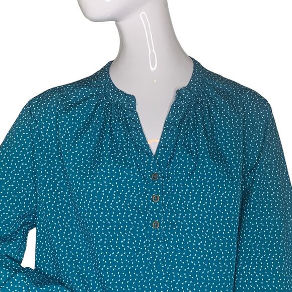 CW Classics Blouse Long Sleeve Green / White Speckles Size M - Picture 2 of 10
